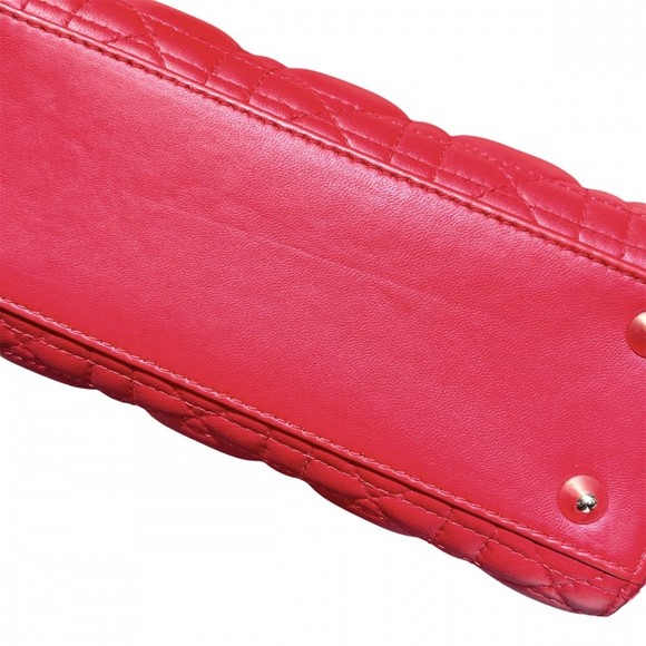 Christian Dior 2way Small Lady Dior Handbag Lambskin Red - Picture 8 of 9